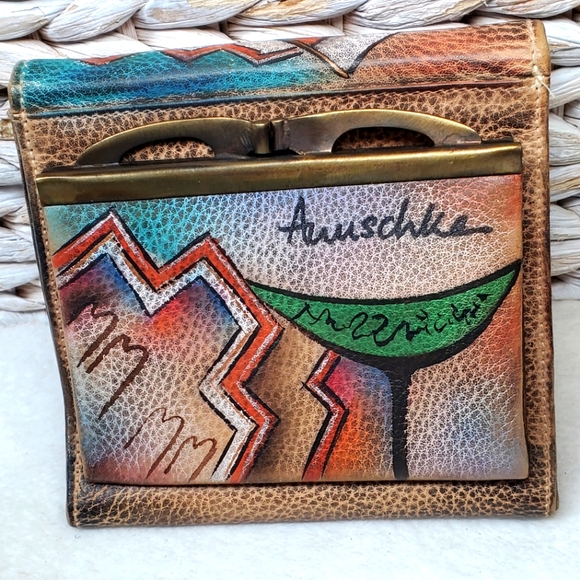 Anuschka Handbags - Anuschka Leather Tri-Fold Wallet Hand Painted Southwestern Tribal EUC 5 X 5